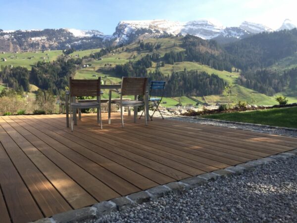 Terrasse, Massivholz, Esche, thermobehandelt, wasserabweisend, nachhaltig